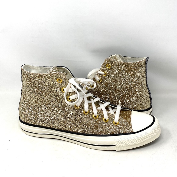 Converse Chuck Taylor High Blue Yellow Glitter Men’s Sneakers Custom 173144C-YBU - Picture 4 of 11